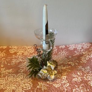 Glass candleholder with White Taper